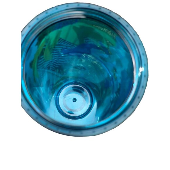 2022 Starbucks Floral Tumbler Cold Coffee Cup Straw Blue Tropical Flowers 24 Oz - Picture 6 of 8